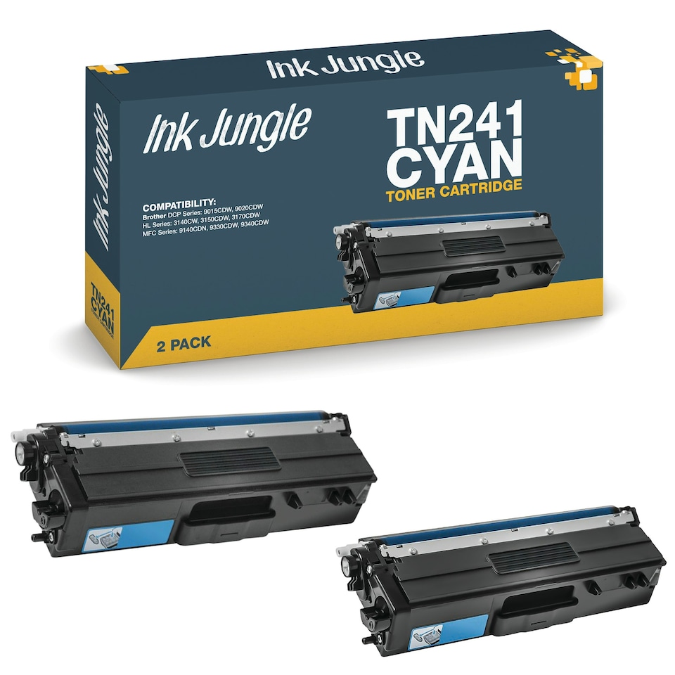 image 1 of 2x Compatible Brother TN241 Cyan Toner Cartridges Blue