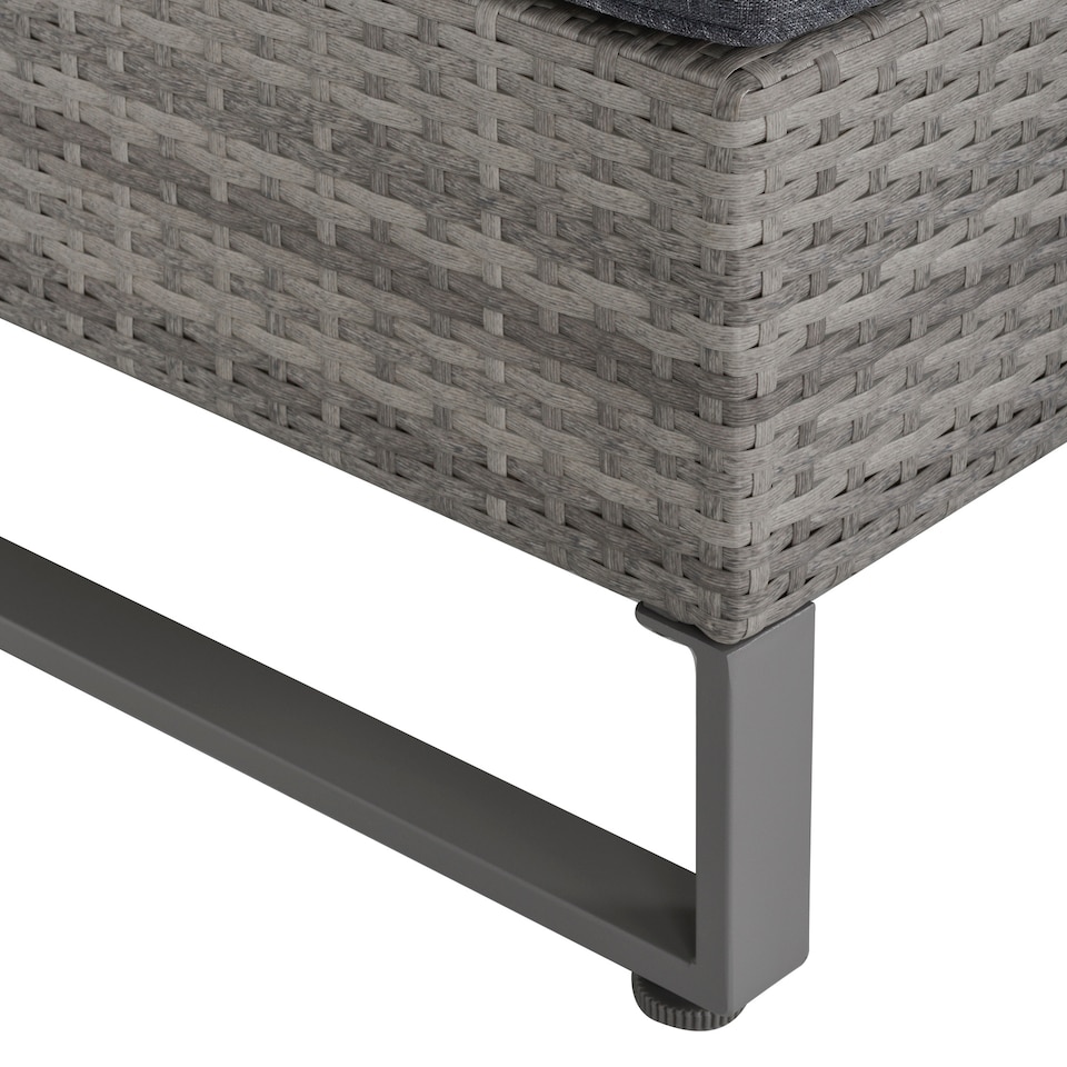 image 1 of Outsunny 4 Pieces Rattan Garden Furniture Set, 4 Seater Garden Sofa Set with Storage Box, Loveseats and Glass Top Table, Wicker Outdoor Conservatory Furniture with Cushions for Outdoor, Patio, Grey