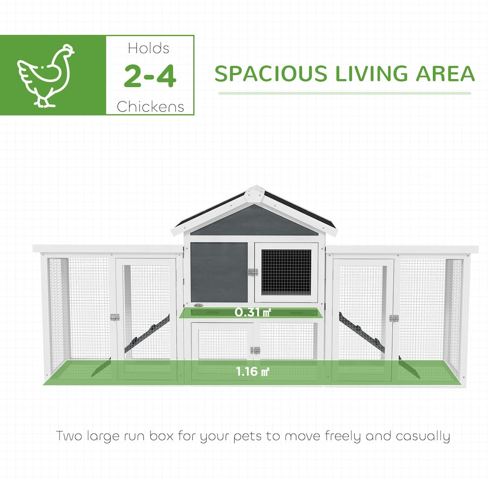 image 1 of PawHut Wood Chicken Coop Hens Cage Poultry House with Nesting Boxes Run