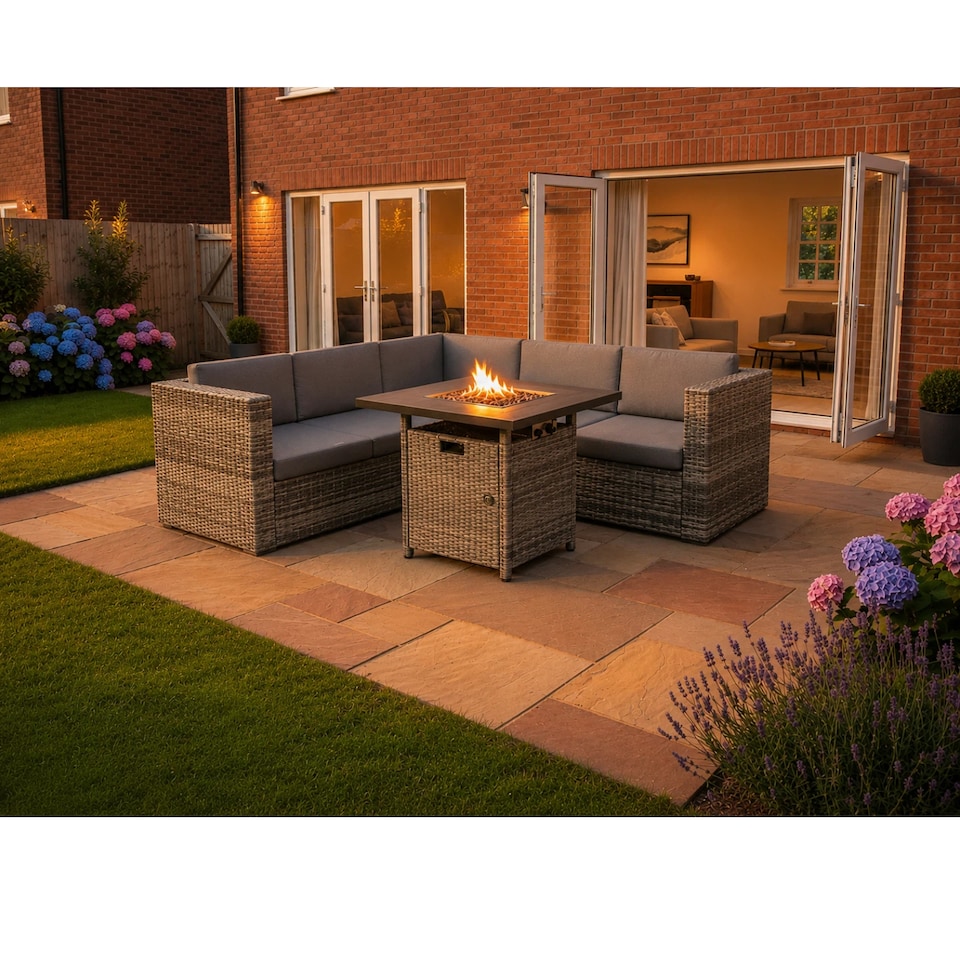 image 1 of Ascot Fire Pit Garden Set – Grey