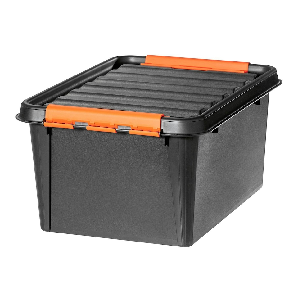 image 1 of 3pk SmartStore Sturdy Pro Storage Clip Boxes, 14L, 32L or 50L | Black | 32l