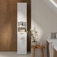 image 1 of Lokko Tall Narrow Bathroom Cabinet with 2 Doors & 1 Drawer with Silver Handles in White
