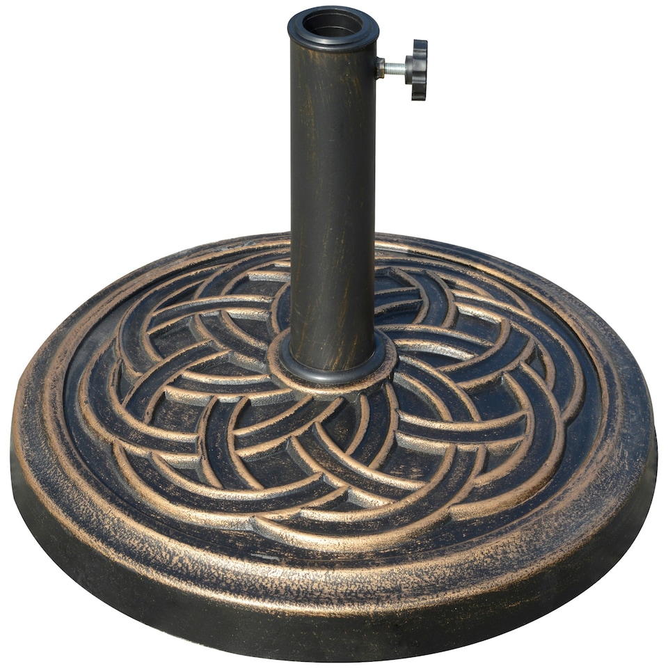 image 1 of Outsunny 11.5kg Garden Parasol Base for 38mm or 48mm Umbrella Poles Bronze