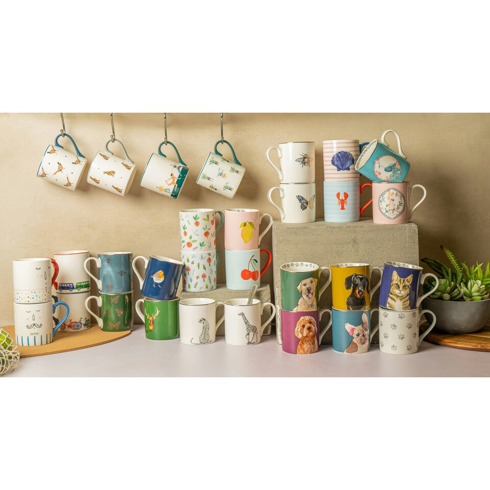 image 1 of Mikasa Cat Straight-Sided Porcelain Mug, 280ml | Purple