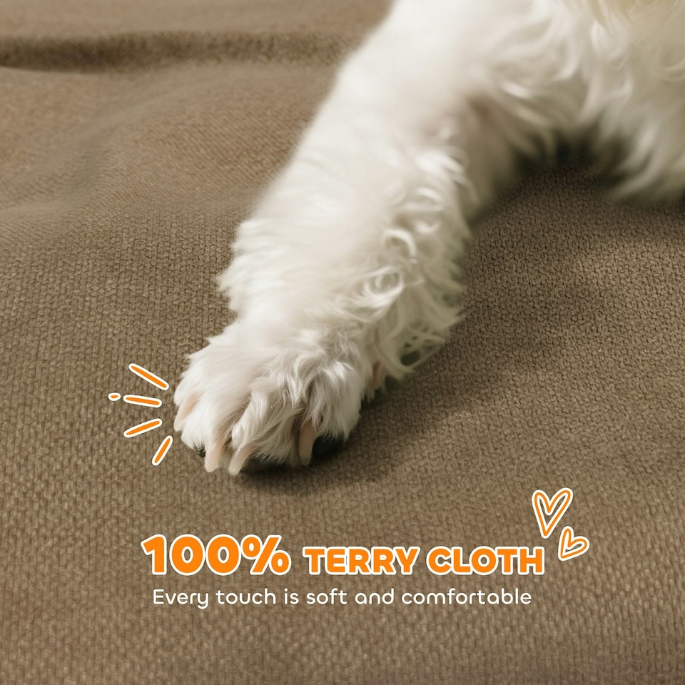 image 1 of Dog Sofa Bed, Cat Sofa with Backrest, Armrest, for Small Dogs, Grey Brown | One Size
