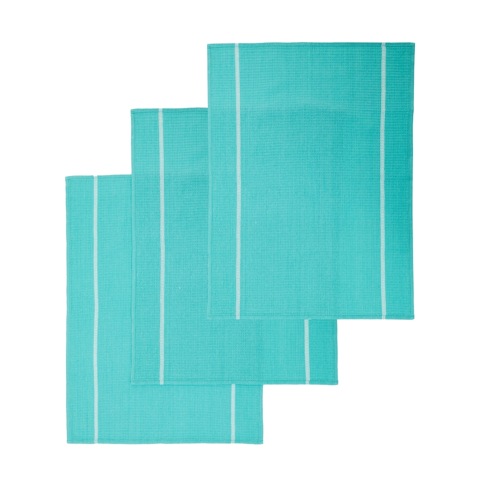 image 1 of Interiors by Premier Efficient Set Of Three Green And White Tea Towels, Absorbent Durable Tea Towels, Soft Tea Towels For Kitchen Green