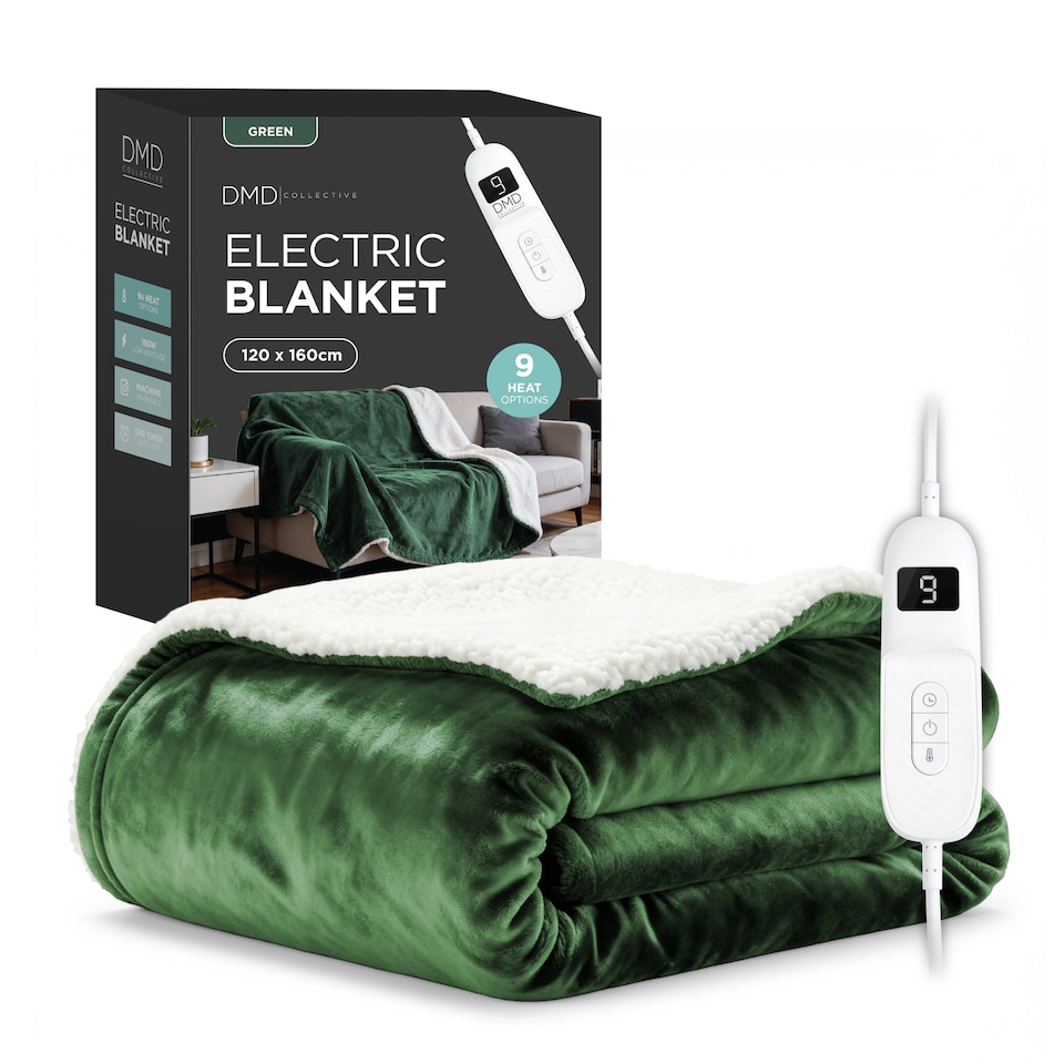 image 1 of DMD Heated Electric Throw Blanket, Fleece Sherpa, 9 Heat Settings & Timer, 120 x 160cm