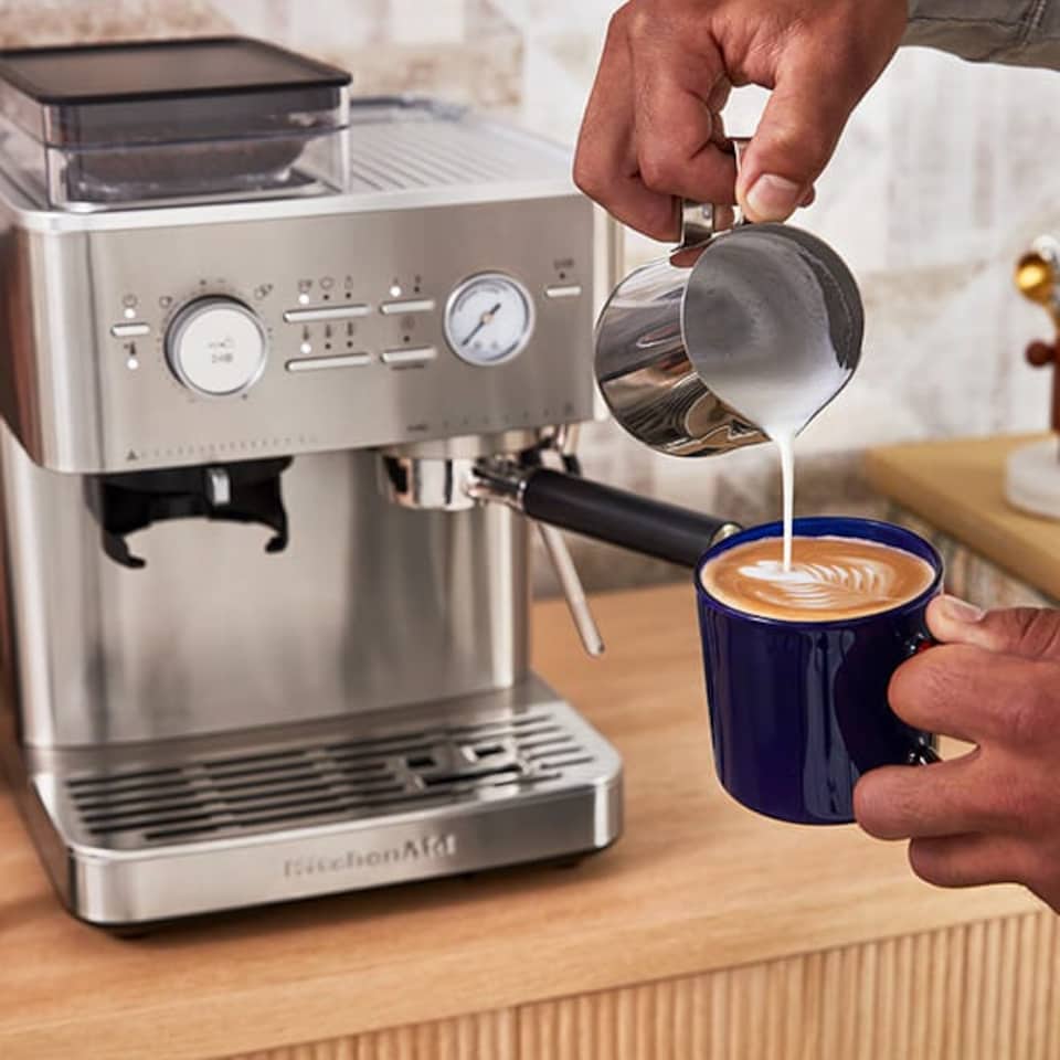 image 1 of KitchenAid Semi Automatic Espresso Machine with Burr Grinder Stainless Steel