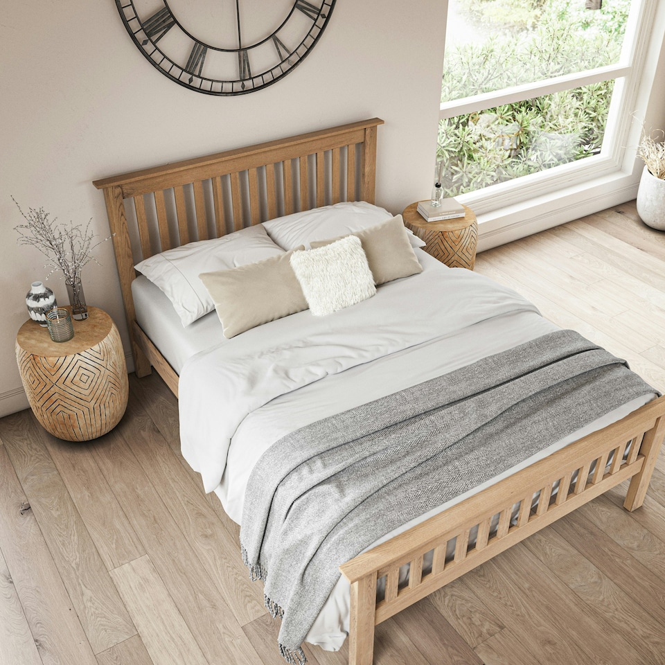 image 1 of Pitlochry Solid Wooden Oak Shaker Style Bed Frame (Double)