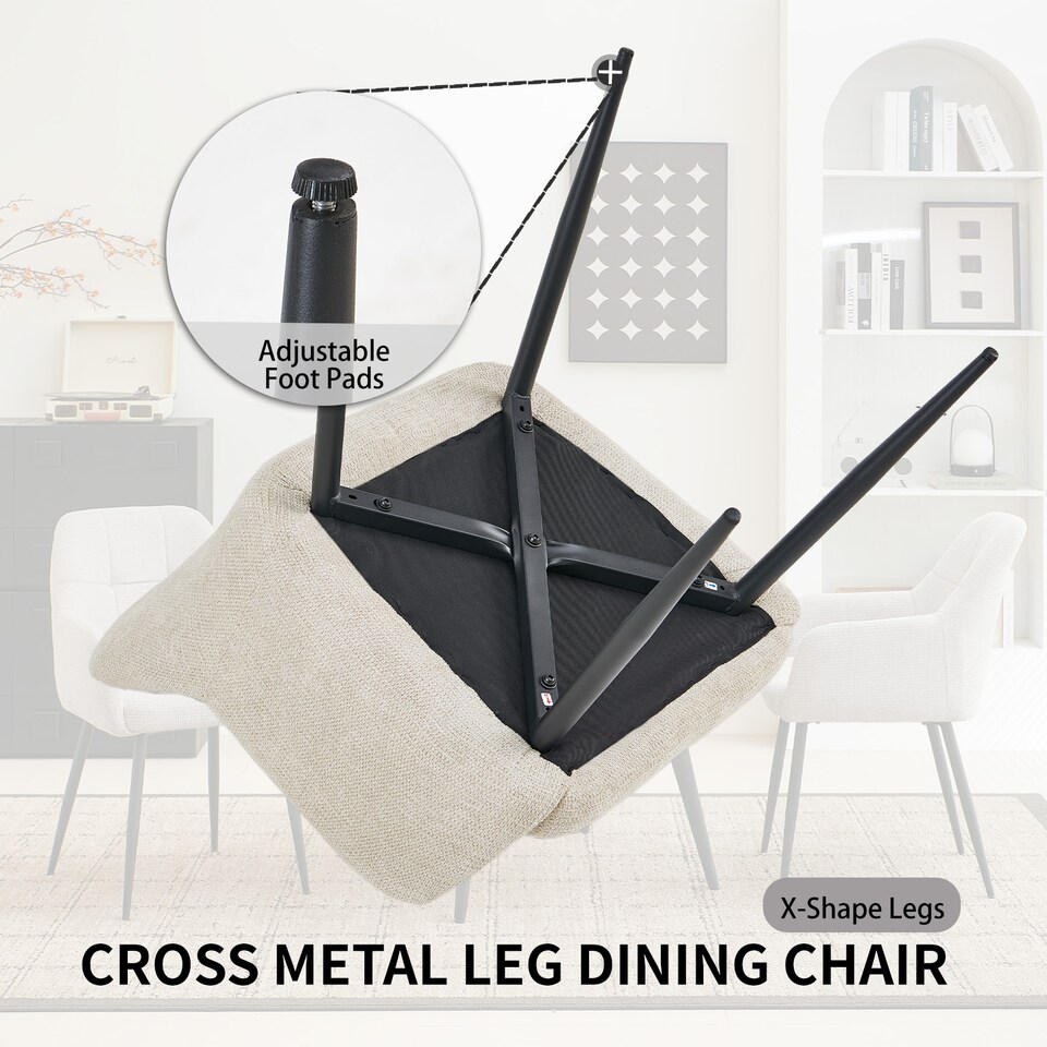 image 1 of Dining Chair Set of 2, Water-Repellent Plush Chenille Upholstered for Dining Room