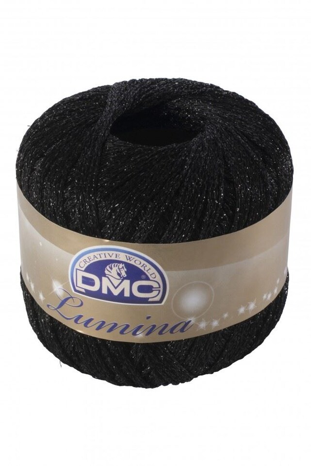 DMC Black Lumina Metallic Yarn (Value Pack 10 x 20g Balls) For Embroidery, Crochet, Knitting - 150m per ball