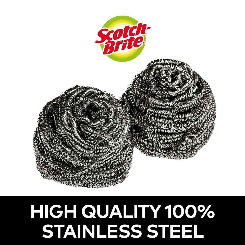 image 1 of 2 x Scotch-Brite Stainless Steel Scrubber 12 Pack Bulk Buy Total 24 Scourers Silver