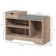 image 3 of HOMCOM Upholstered Entryway Shoe Bench with Storage Drawer Distressed Grey