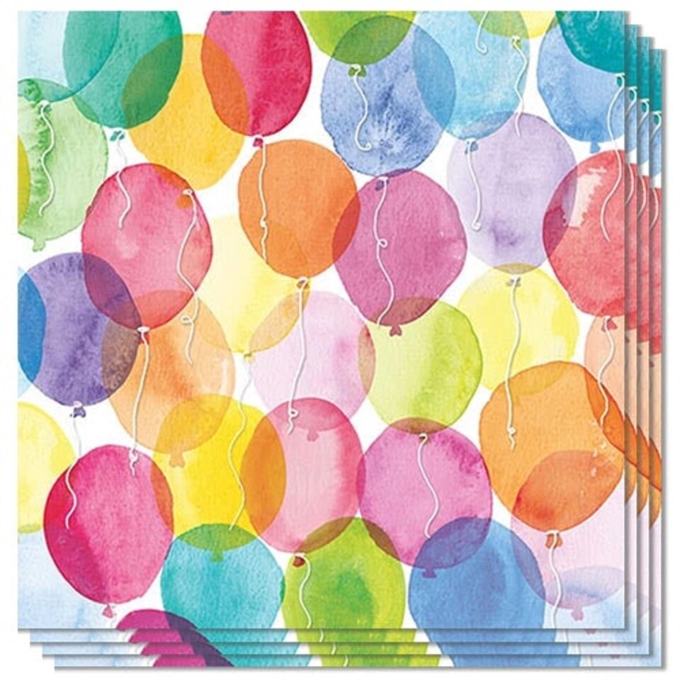Aquarell Balloons Premium Decoupage Luncheon Napkins 3 Ply 33cm - Pack of 20