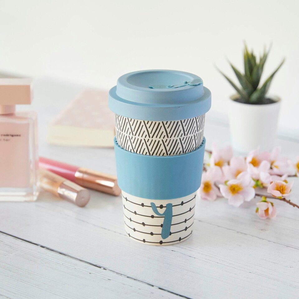 image 1 of KitchenCraft 410ml Bamboo A to Z Letter "Y" Reuseable Mug | Multi