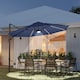image 2 of Outsunny 3 m Cantilever Roma Parasol Garden Sun Umbrella Outdoor Patio with 360 Degree Rotation Crank and Tilt Aluminium Frame LED Solar Light Cross Base, Blue