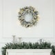 image 2 of HOMCOM 60cm Flocked Christmas Wreath with Lights Pine Cones Berries Green