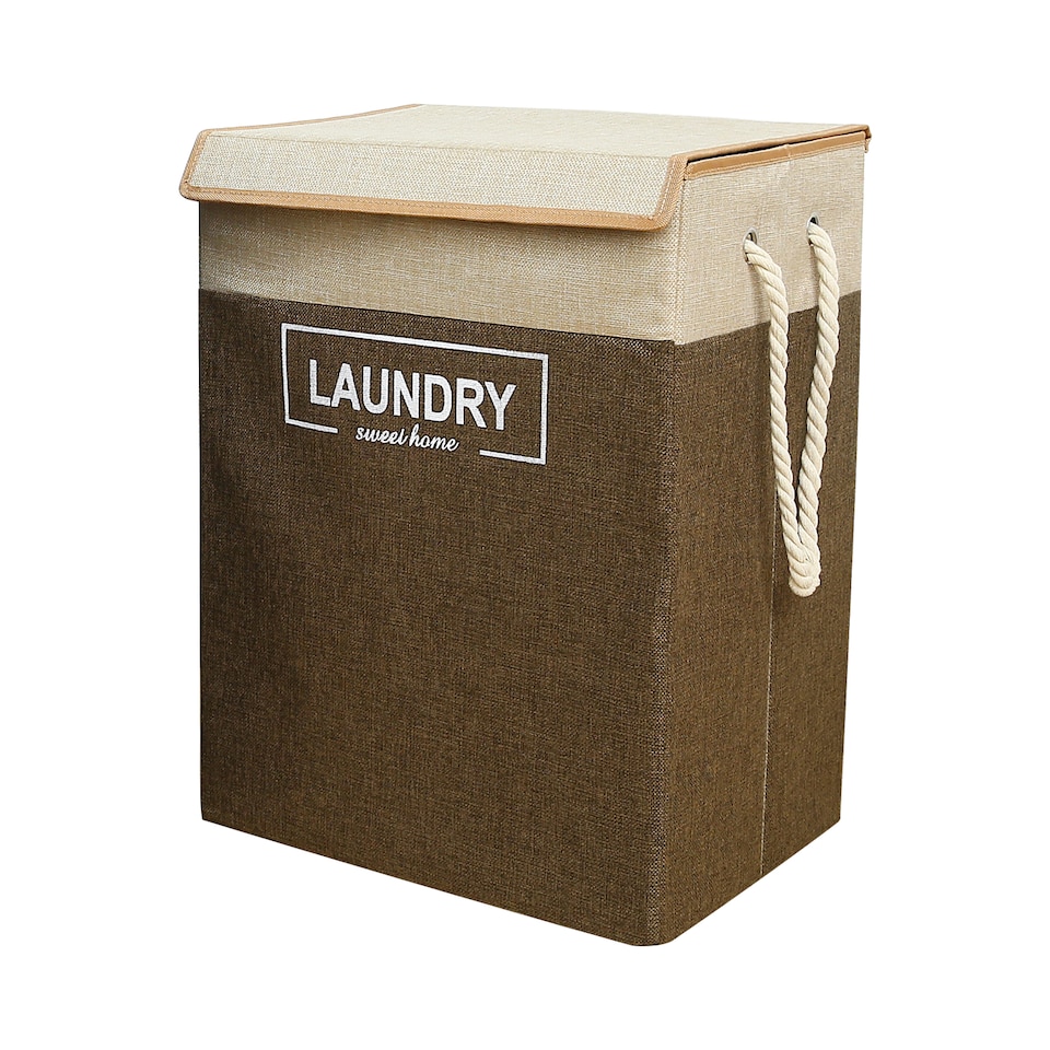 image 1 of 70L Collapsible Laundry Basket with Lid Portable Clothes Hamper
