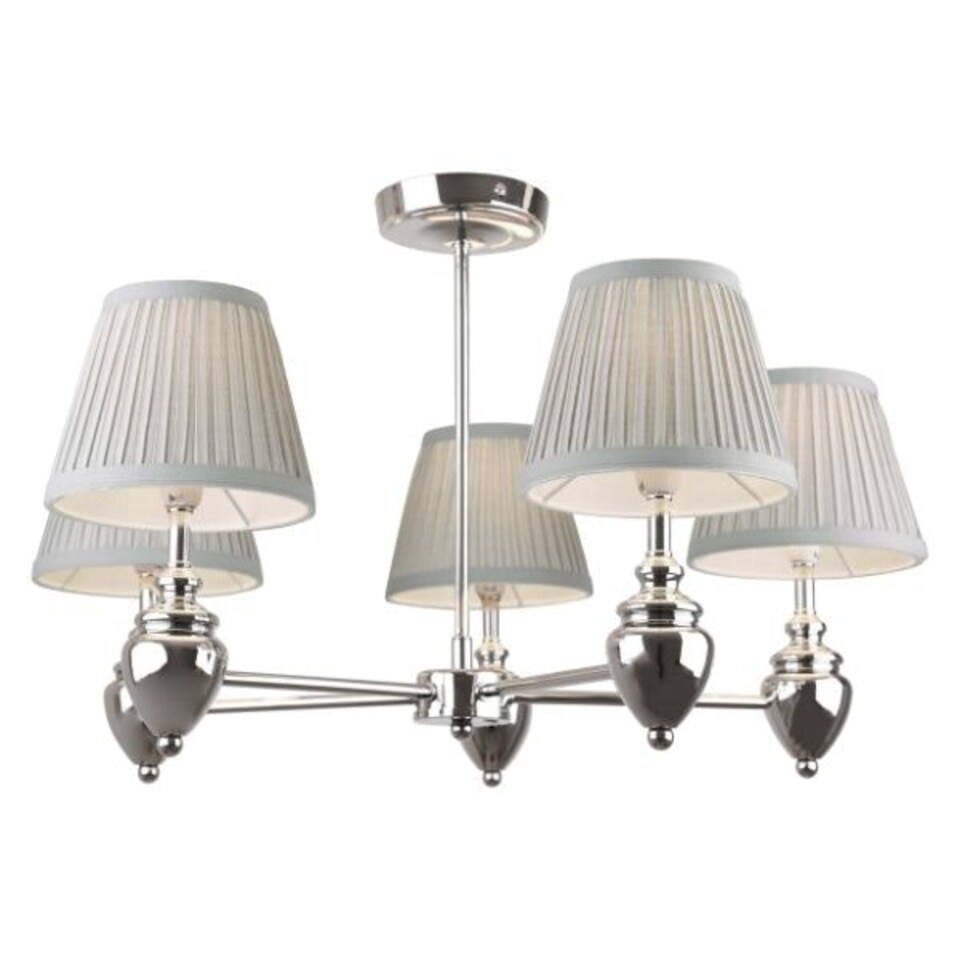 image 1 of Giona Polished Chrome & Grey Semi Flush 5 Light Black