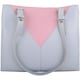 image 1 of Soft Genuine Leather Contrast Panels Shoulder Handbag Grey | Light Grey