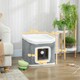 image 5 of PawHut Cat House for Indoor Kittens, 2-Level Cat Cave Bed with Fluffy Balls, Flush Top Bed, Kitten Barrel for Multi Kitties, Grey