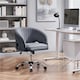 image 2 of Yaheetech Swivel Home Office Chair with Tufted Barrel Back Grey | Dark Grey