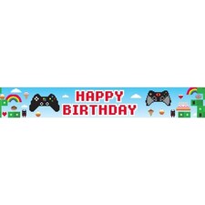 Happy Birthday Blox Game Holographic Foil Banner 274cm