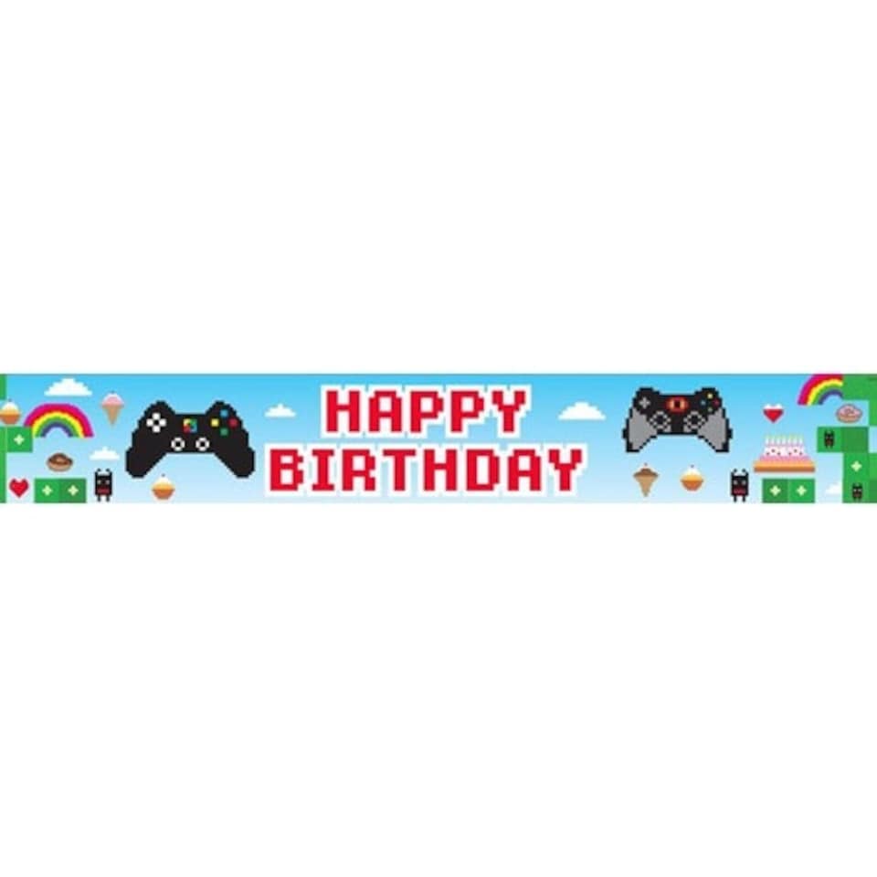 Happy Birthday Blox Game Holographic Foil Banner 274cm