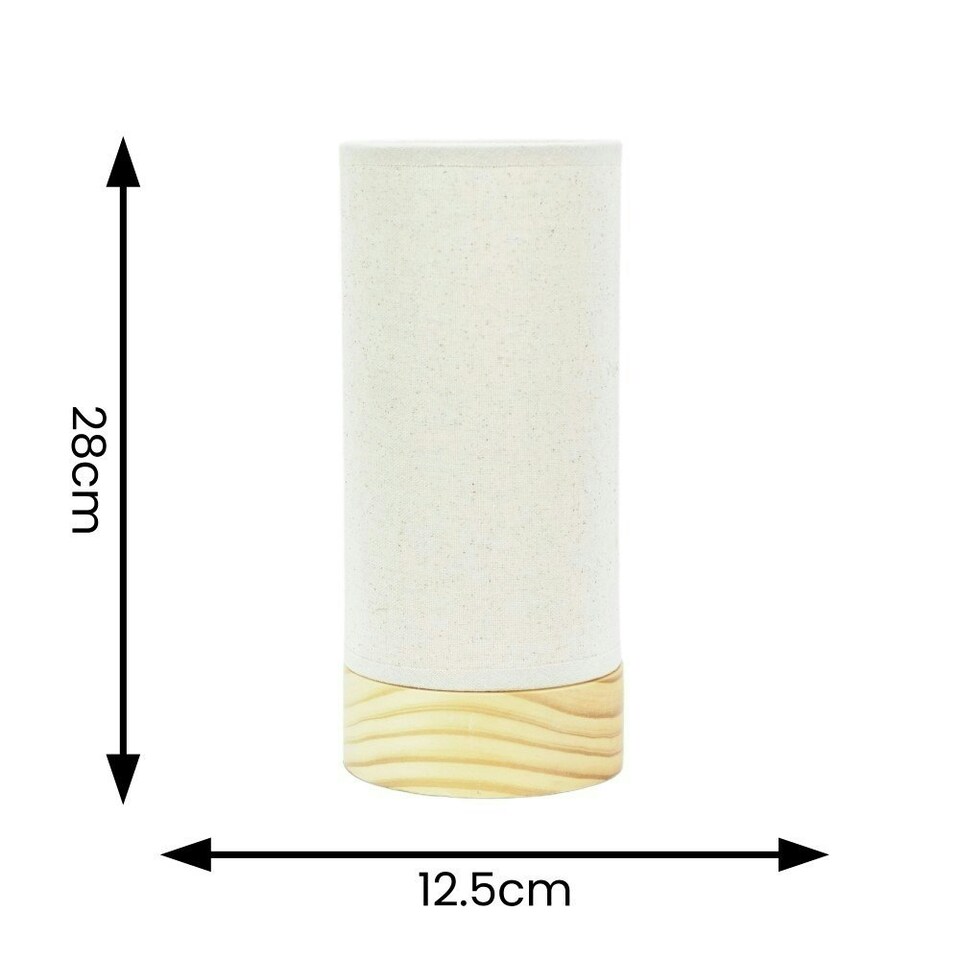 image 1 of ValueLights Elsa Natural Bamboo Fabric Wooden Table Lamp with LED Bulb