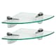 image 2 of Harbour Housewares 2x Floating Glass Corner Shelves - 20cm - Silver Brackets - Bathroom Shower Storage Vanity Display Unit Shelf | Silver | Clear/Chrome | 20 x 20 x 0.5 CM | 2