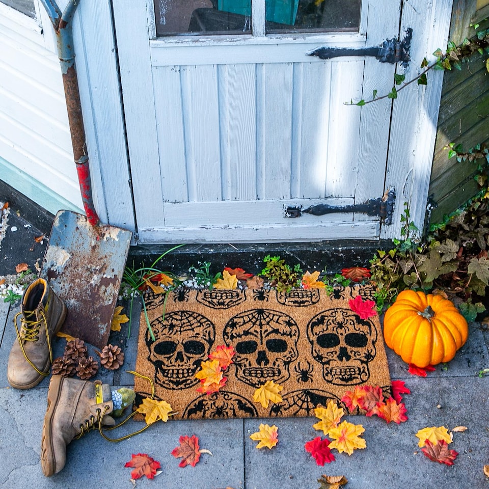 image 1 of Nicola Spring Halloween Coir Door Mats - 60 x 40cm - Day of the Dead - Pack of 2