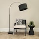 image 2 of ValueLights Louis Black Arched Curved Floor Lamp with Charcoal Shade | Grey