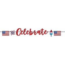 4th of July Celebrate USA Glitter Cardboard Banner 3.65m