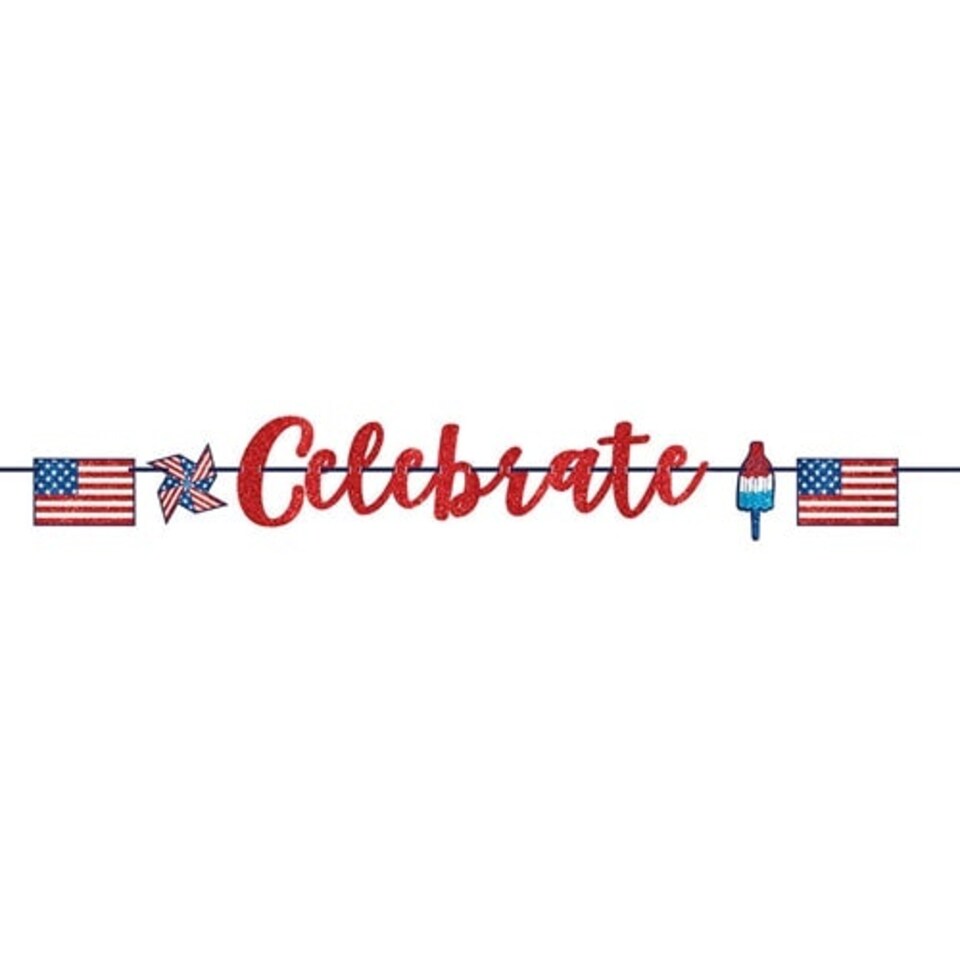 4th of July Celebrate USA Glitter Cardboard Banner 3.65m