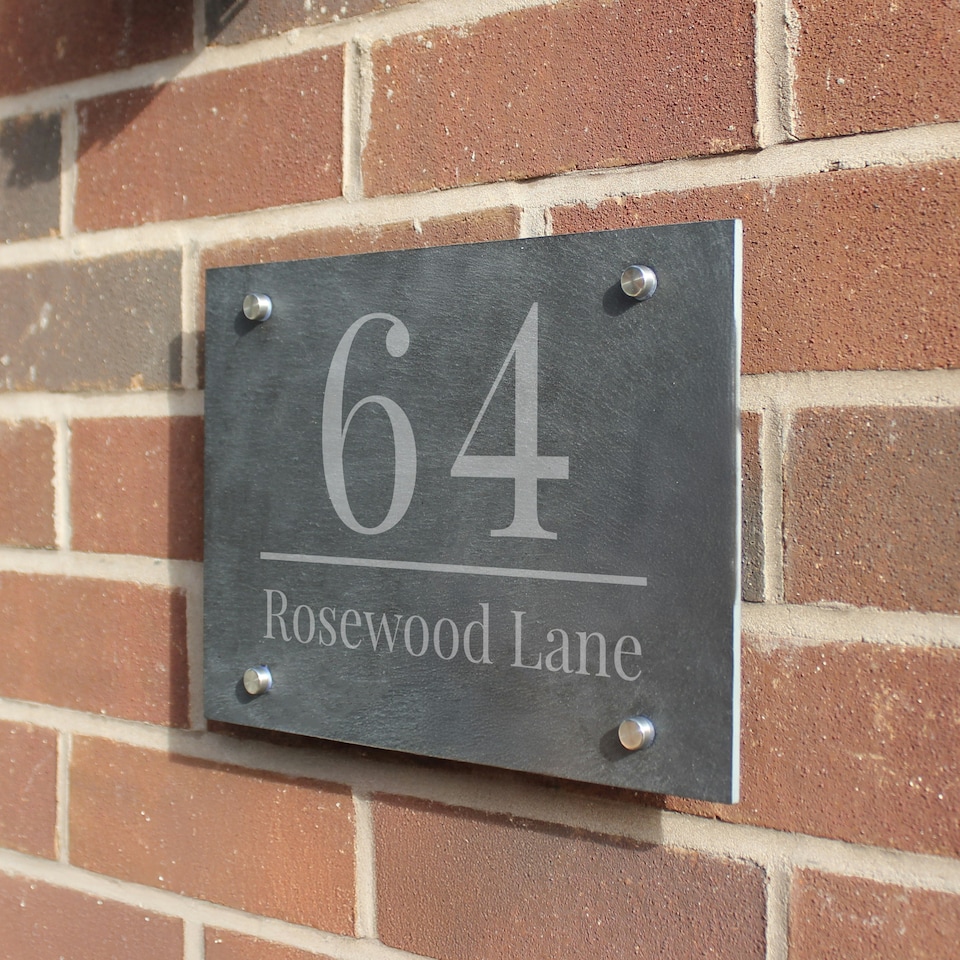image 1 of Personalised Large Number Slate House Sign