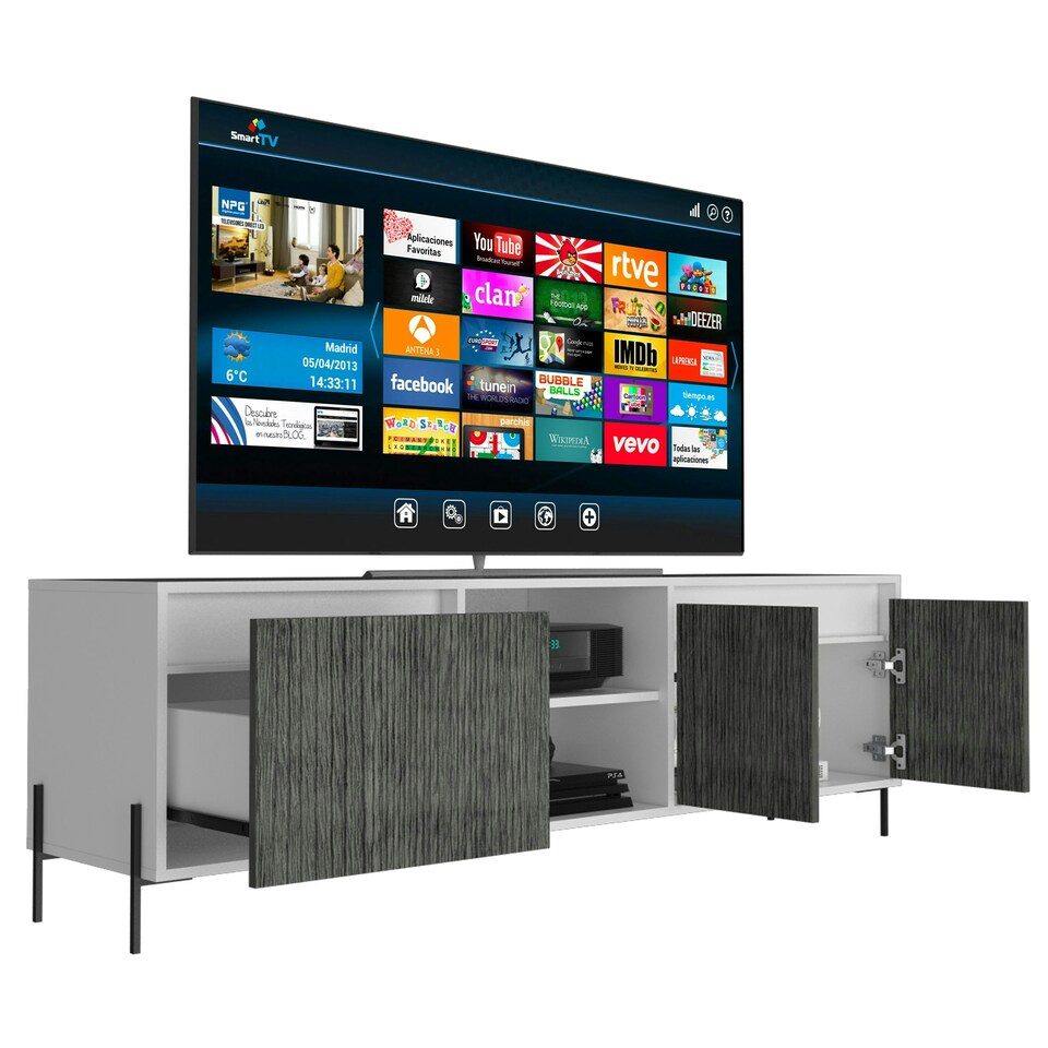 image 1 of Core Products Dallas, Ultra Wide TV Rack With 4 Doors H55cm x W162.5cm x D39.2cm White