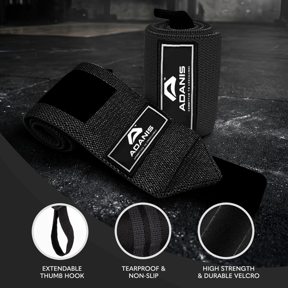 image 1 of Adanis Wrist Wraps for Weightlifting (Pair), Adjustable Wrist Support