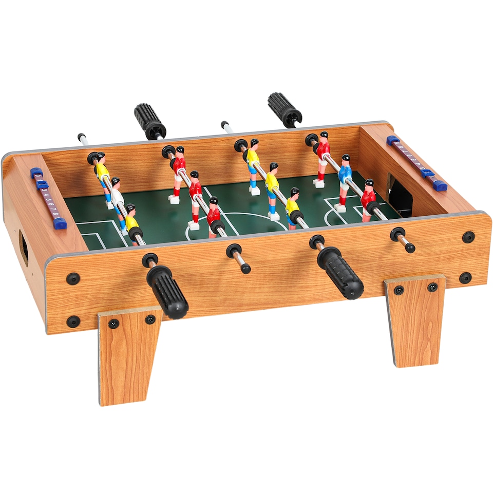image 1 of SPORTNOW 20 in Table-top Football Table with Stainless Steel Rods, Compact Foosball Table for Kids and Adults, All-Inclusive Foosball Game Set for Indoor, Nature Wood Finish
