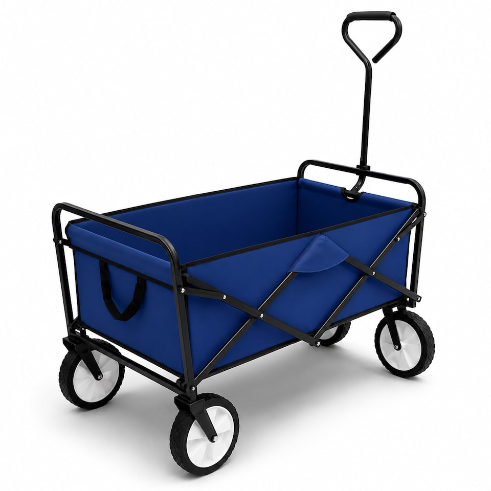 image 1 of Blue Heavy Duty Foldable Garden Festival Trolley Cart Wagon Truck