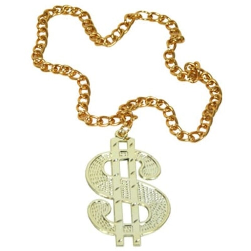 Gold Large Dollar Sign Medallion with Chain