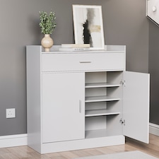 Vida Designs Dalby 2 Door 1 Drawer Shoe Cabinet Shoe Rack Storage Cupboard, White