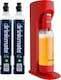 image 1 of Drinkmate OmniFizz Soda Maker, Sparkling Water Maker with x2 60L CO2 Canisters - Red