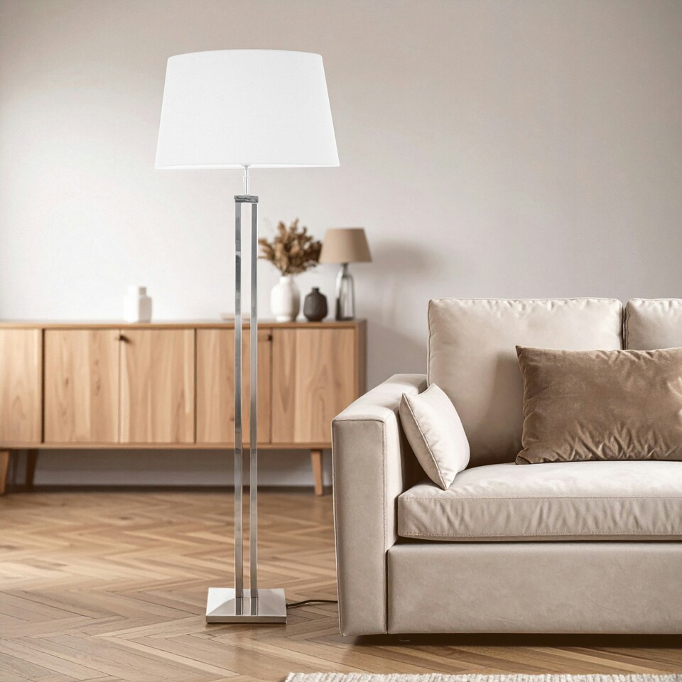 image 1 of Interiors by Premier Floor Lamp with Dual Rod Base Silver