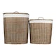 image 3 of Set of 2 Antique Wash White Cotton Lined Oval Willow Laundry Basket