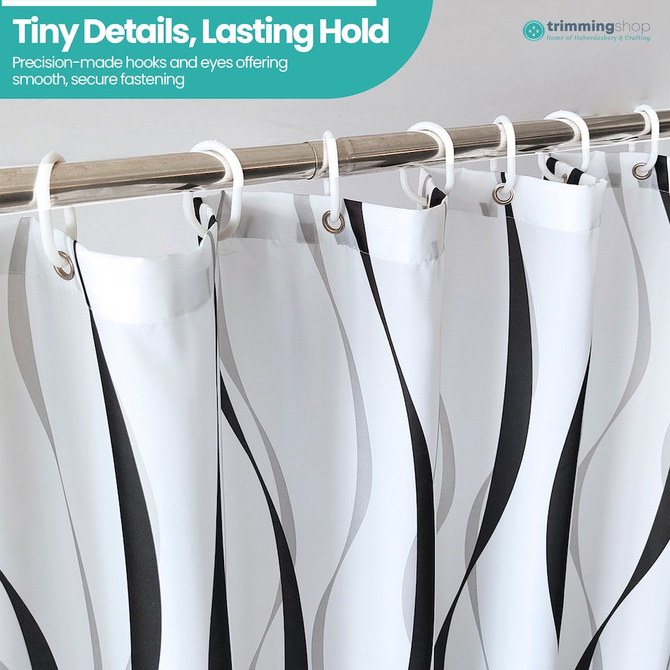 image 1 of Geometric Design Polyester Shower Curtain with 12 Hooks - 180x200cm