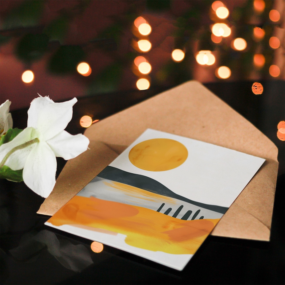 image 1 of Greeting Card Lake Pleasant Sunrise Arizona Abstract Landscape