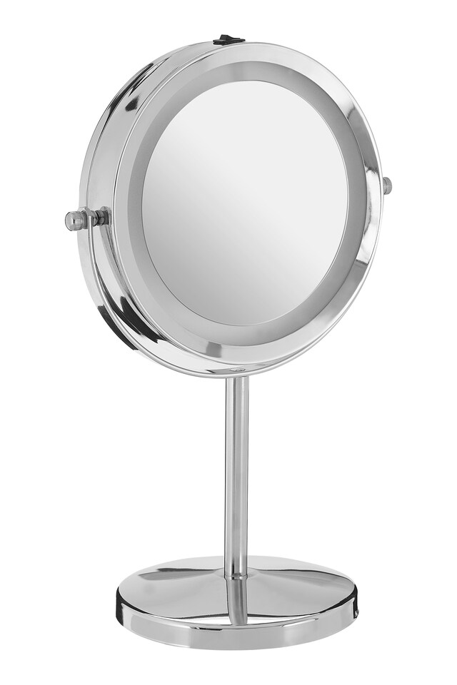 image 1 of Orsina Stunning LED Backlit Table Mirror With Sling Stand, Chrome Mirror For Shaving, Dressing Table, Vanity Mirror