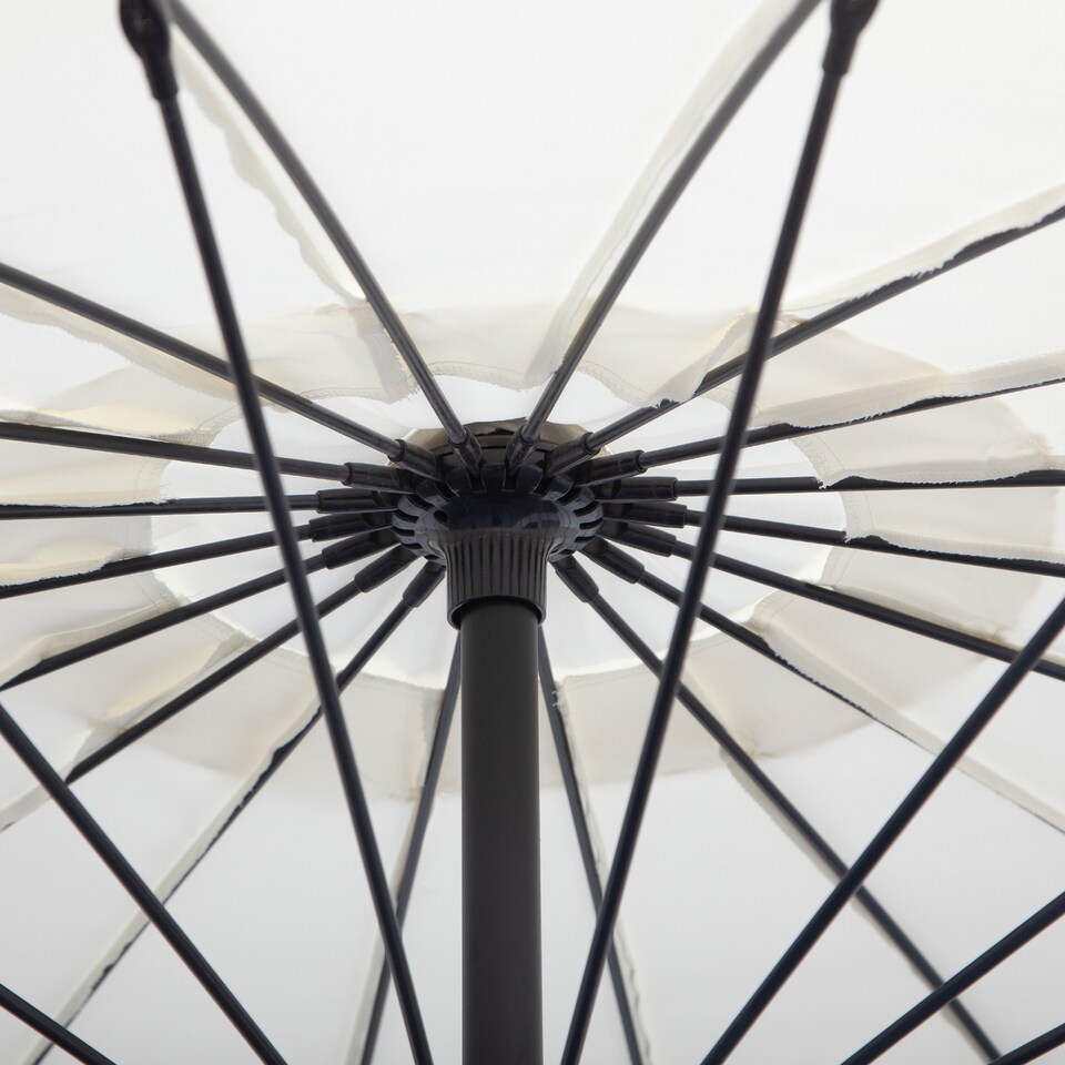 image 1 of Outsunny 3m Cantilever Shanghai Parasol Garden Hanging Banana Sun Umbrella with Crank Handle, 18 Sturdy Ribs and Cross Base, White