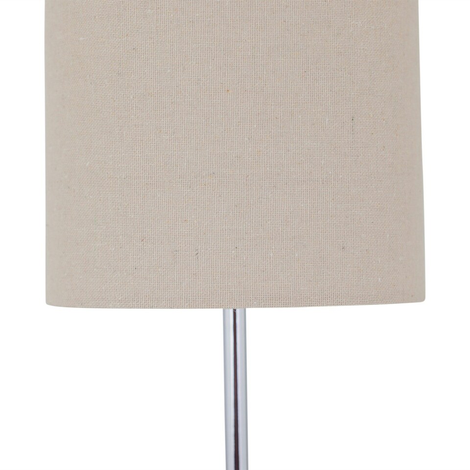 image 1 of First Choice Lighting Chrome Touch Operated Table Lamp with Natural Linen Shade Chrome | Brown