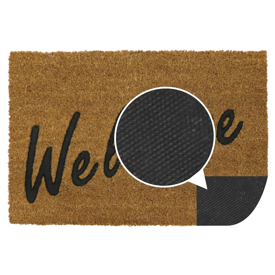 image 1 of JVL Rubber Embossed PVC backed Coir Door Mat 40x60cm - Welcome